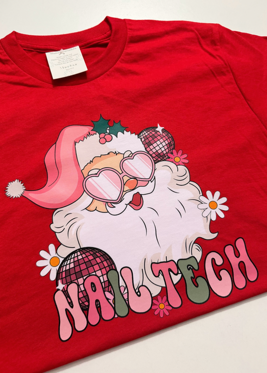 Santa Disco Ball Nail Tech T-Shirt